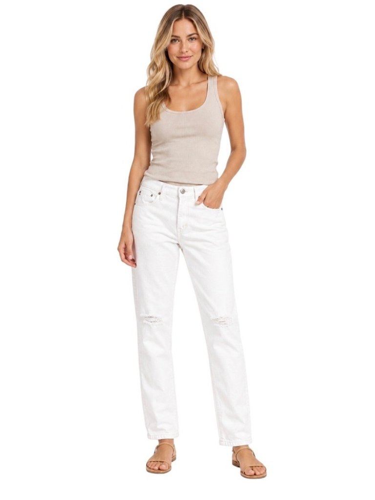 Ag Demin Ex-Boyfriend White Slouchy Slim Jeans 27r